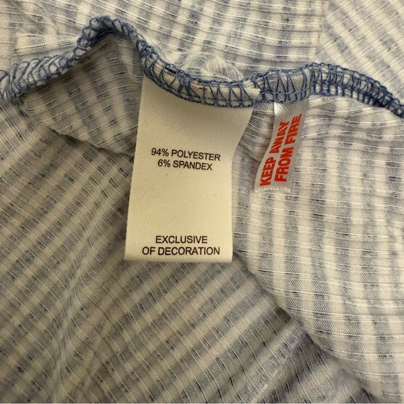 Laura Ashley Ribbed Nightgown Blue White Sleep Shirt Size Small Stretch Women's - Picture 10 of 11